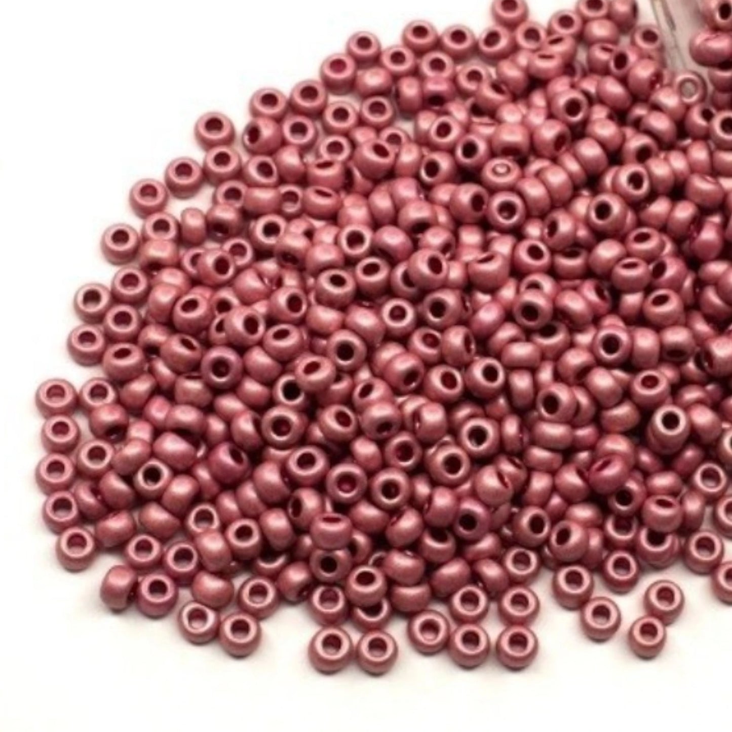10/0 18595 matte Preciosa Czech Glass Seed Beads Rocailles 2.3mm. Pink Metallic - Terra Dyed.