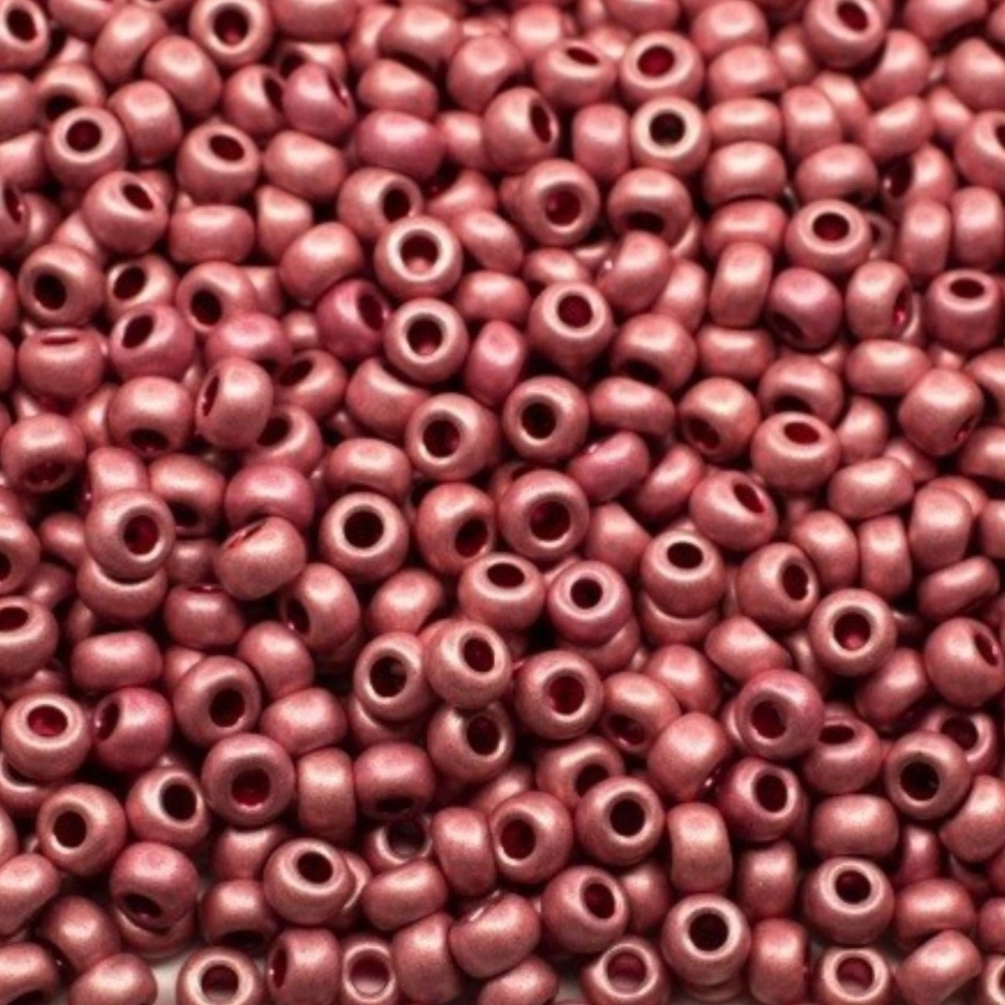 10/0 18595 matte Preciosa Czech Glass Seed Beads Rocailles 2.3mm. Pink Metallic - Terra Dyed.