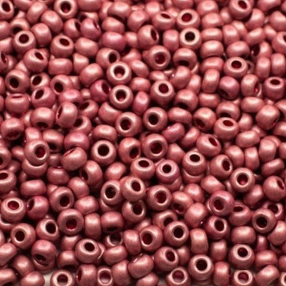 10/0 18595 matte Preciosa Czech Glass Seed Beads Rocailles 2.3mm. Pink Metallic - Terra Dyed.