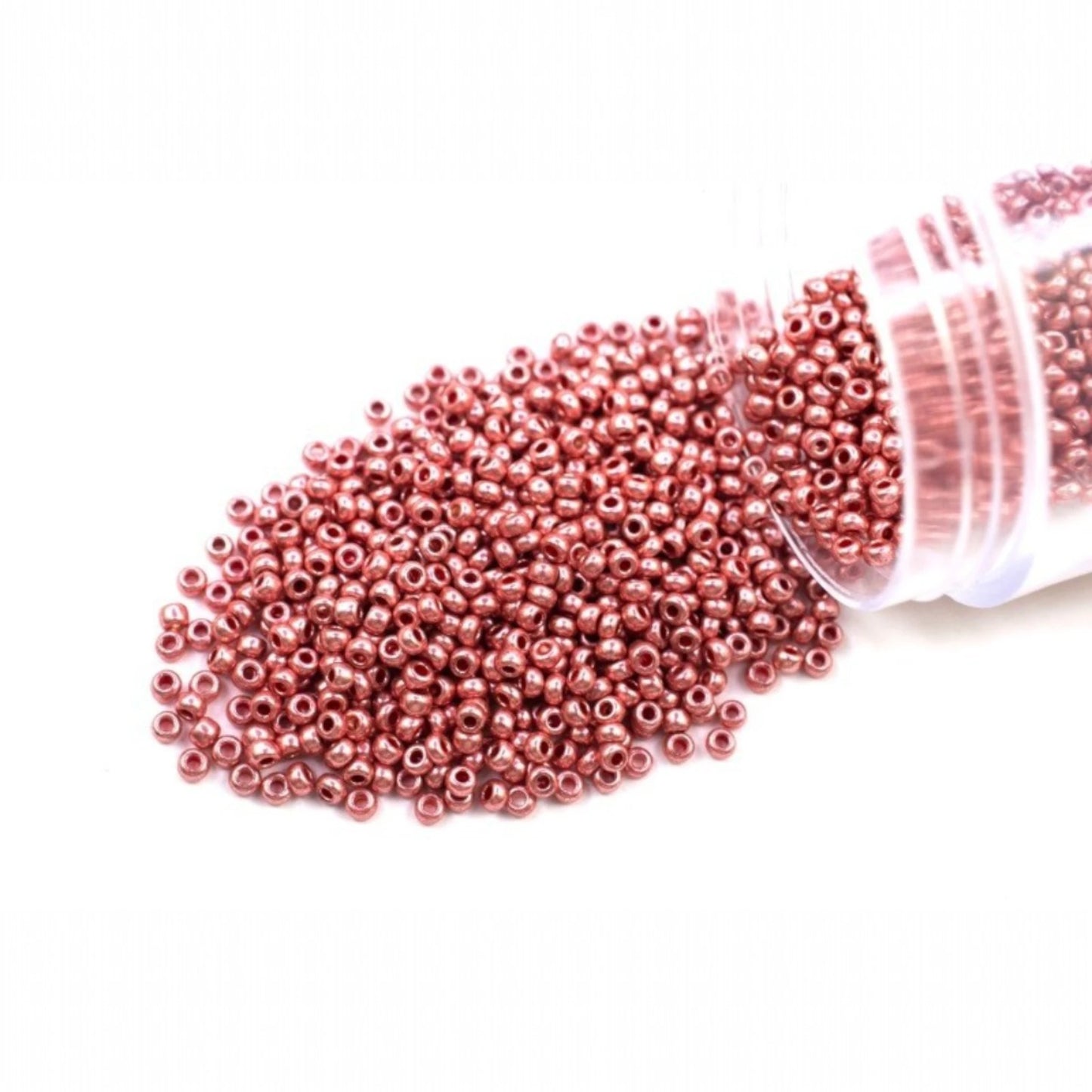 10/0 18598 Perles en verre tchèque Preciosa de Rocaille 2,3 mm. Rouge métallique - Teint terre.