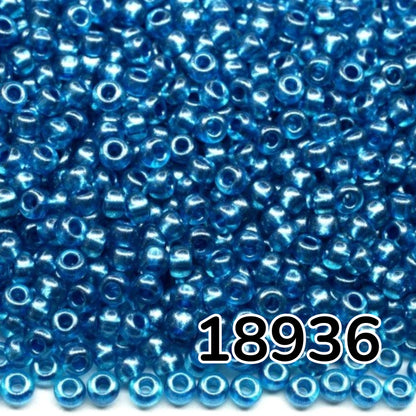 10/0 18936 Preciosa Mărgele Rocaille din sticlă cehă 2.3mm. Cristal vopsit albastru metalizat.
