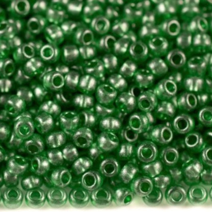 10/0 18956 Preciosa Missangas/Miçangas Pequenas (contas miúdas) de Vidro Checo Rocaille 2.3mm. Cristal Verde Metalizado Tingido.
