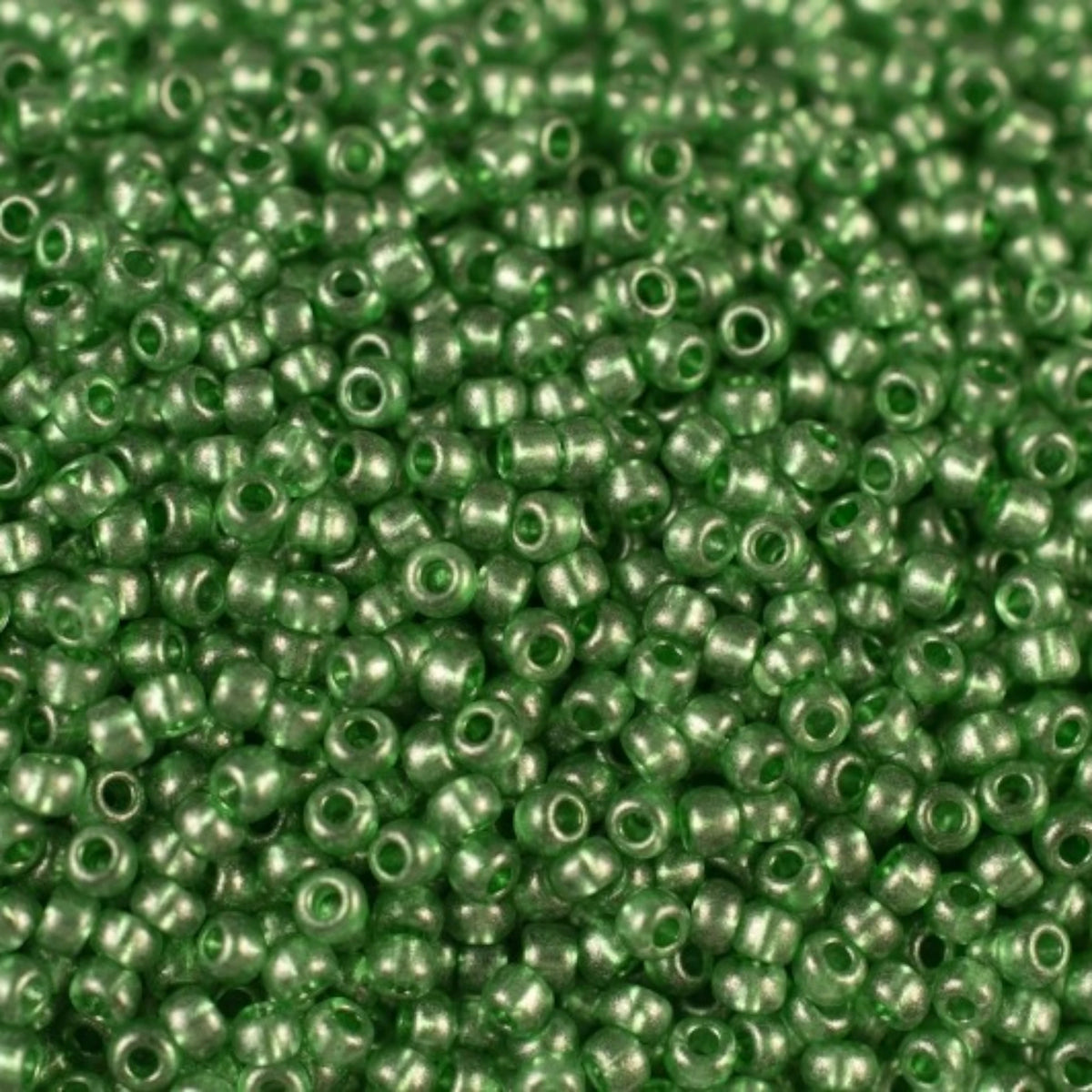 10/0 18956 Preciosa Missangas/Miçangas Pequenas (contas miúdas) de Vidro Checo Rocaille 2.3mm. Cristal Verde Metalizado Tingido.