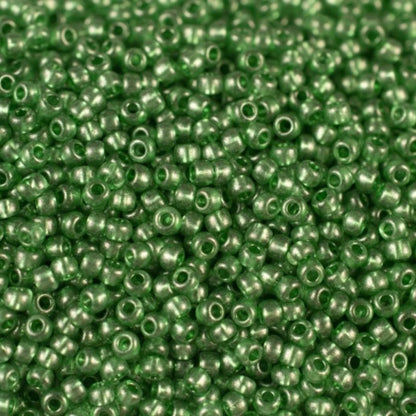 10/0 18956 Preciosa Missangas/Miçangas Pequenas (contas miúdas) de Vidro Checo Rocaille 2.3mm. Cristal Verde Metalizado Tingido.
