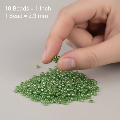 10/0 18956 Preciosa Missangas/Miçangas Pequenas (contas miúdas) de Vidro Checo Rocaille 2.3mm. Cristal Verde Metalizado Tingido.