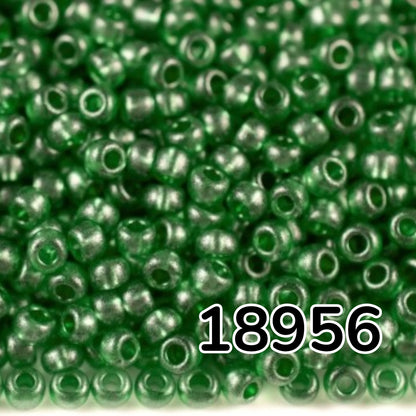 10/0 18956 Preciosa Missangas/Miçangas Pequenas (contas miúdas) de Vidro Checo Rocaille 2.3mm. Cristal Verde Metalizado Tingido.