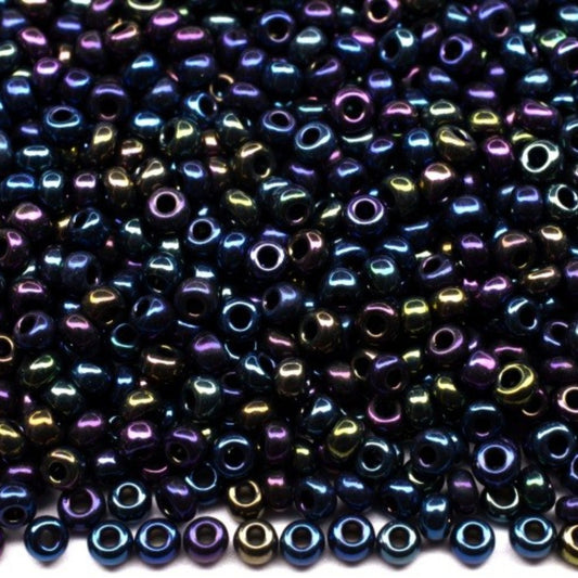 10/0 19135 Preciosa чешко стъклено малки мъниста рокайли 2.3 мм. Бронзово син ирис.