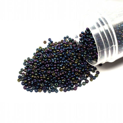 10/0 19135 Preciosa tjeckiska glaspärlor rocaillepärlor 2,3 mm. Bronsblå iris.