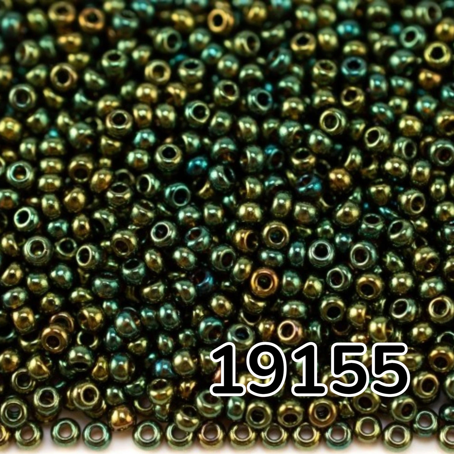 10/0 19155 Preciosa Tjeckiska glaspärlor Rocaillepärlor 2,3 mm. Bronsgrön iris.