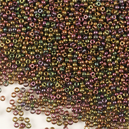 10/0 19195 Preciosa Tjeckiska glaspärlor Rocaillepärlor 2,3 mm. Bronsröd iris.