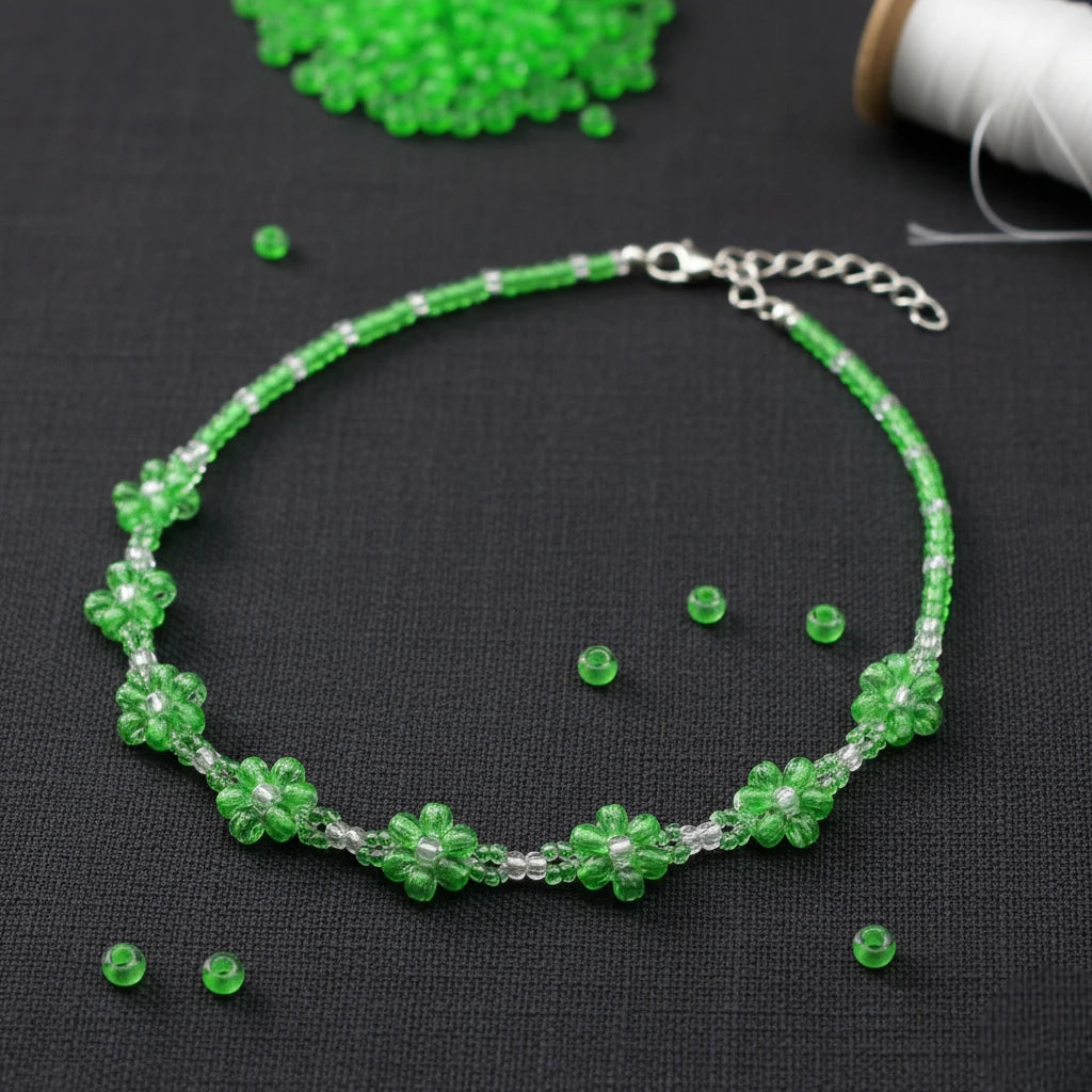 2/0 08756 Preciosa Tsjechisch glas Kralen Rocaillekralen 6.1mm. Kristal, Neon groen met lijn.