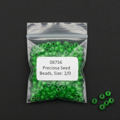 2/0 08756 Preciosa Tsjechisch glas Kralen Rocaillekralen 6.1mm. Kristal, Neon groen met lijn.