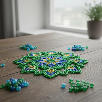 2/0 38358 Preciosa Чешское стекло Бисер Рокайль 6.1mm. Цвет с внутренним покрытием зелёный.