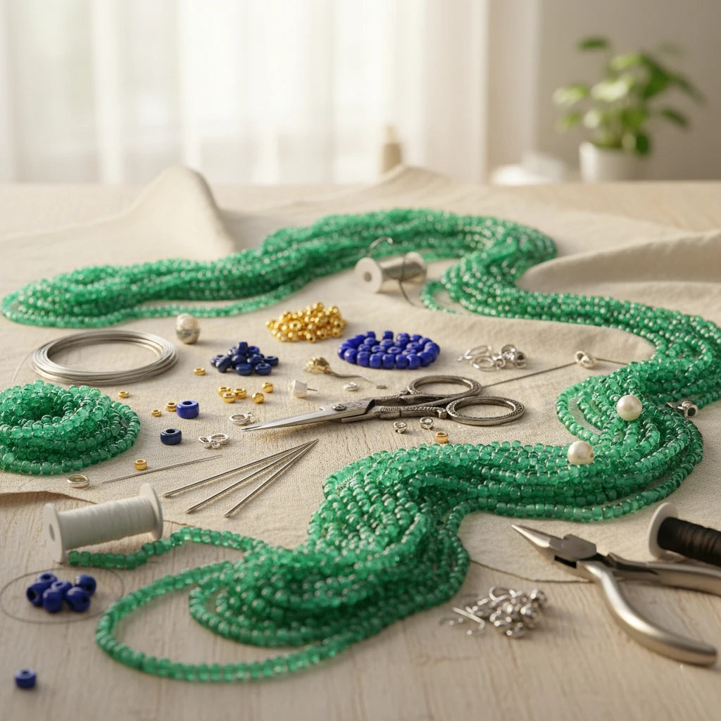 2/0 38358 Preciosa Чешское стекло Бисер Рокайль 6.1mm. Цвет с внутренним покрытием зелёный.