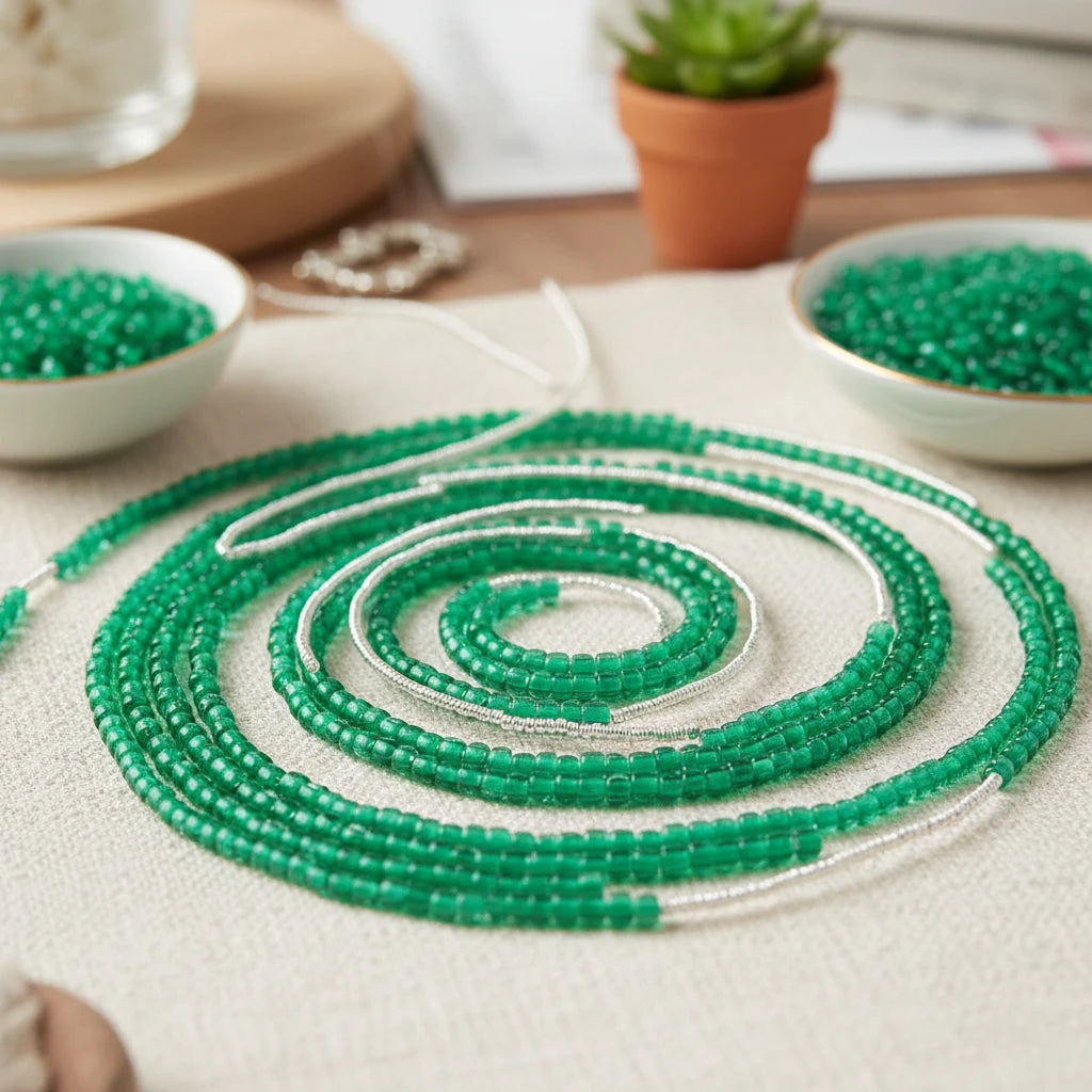 2/0 38358 Preciosa Чешское стекло Бисер Рокайль 6.1mm. Цвет с внутренним покрытием зелёный.