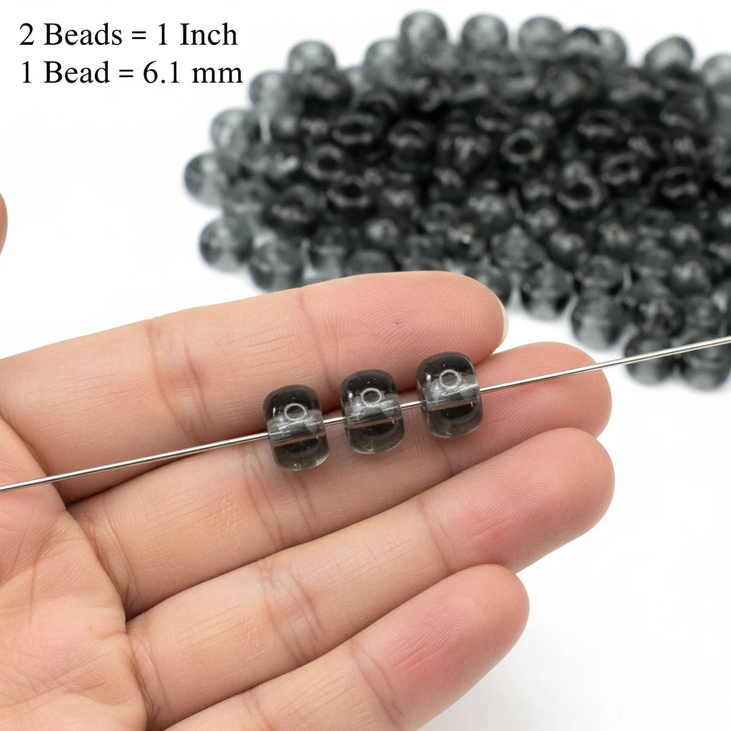 2/0 40010 Preciosa Çek Cam Kum Boncuğu Rocaille Boncuk 6.1mm. Şeffaf Gri.