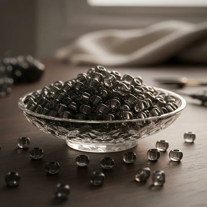 2/0 40010 Preciosa Çek Cam Kum Boncuğu Rocaille Boncuk 6.1mm. Şeffaf Gri.