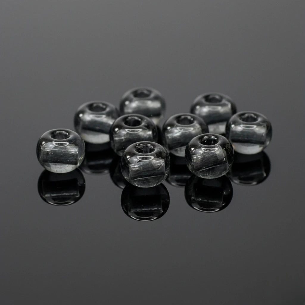 2/0 40010 Preciosa Çek Cam Kum Boncuğu Rocaille Boncuk 6.1mm. Şeffaf Gri.