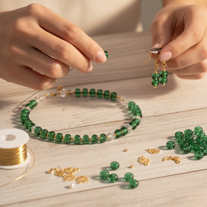 2/0 50100 Preciosa Чехски стъклени Малки Мъниста Рокайли 6.1mm. Прозрачен зелен.