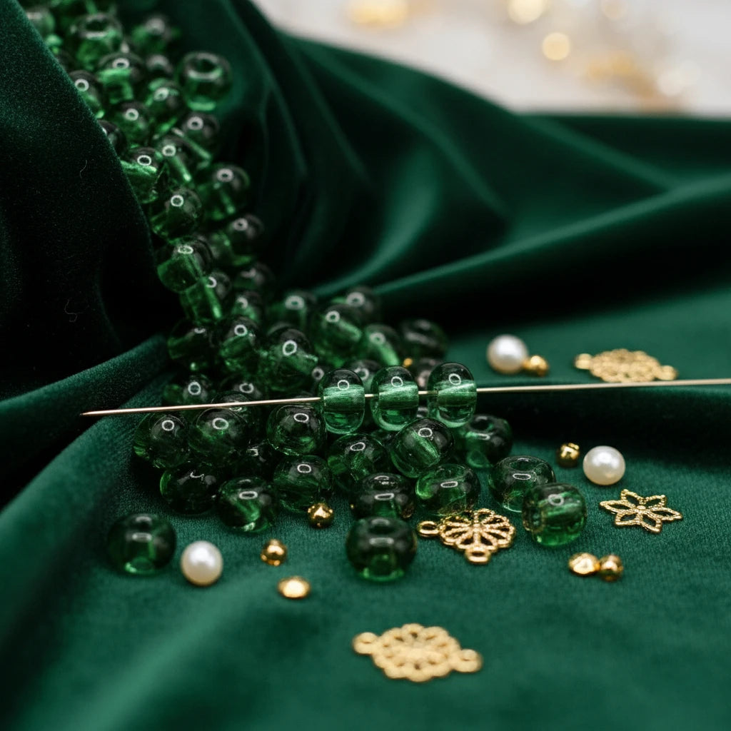 2/0 50100 Preciosa Чехски стъклени Малки Мъниста Рокайли 6.1mm. Прозрачен зелен.