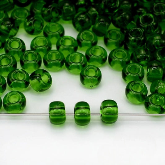 2/0 50120 Preciosa Чешское стекло Бисер Рокайль 6.1mm. Прозрачный зеленый.