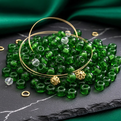 2/0 50120 Preciosa Czech Glass Mărgele Rocaille 6.1mm. Verde Transparent.