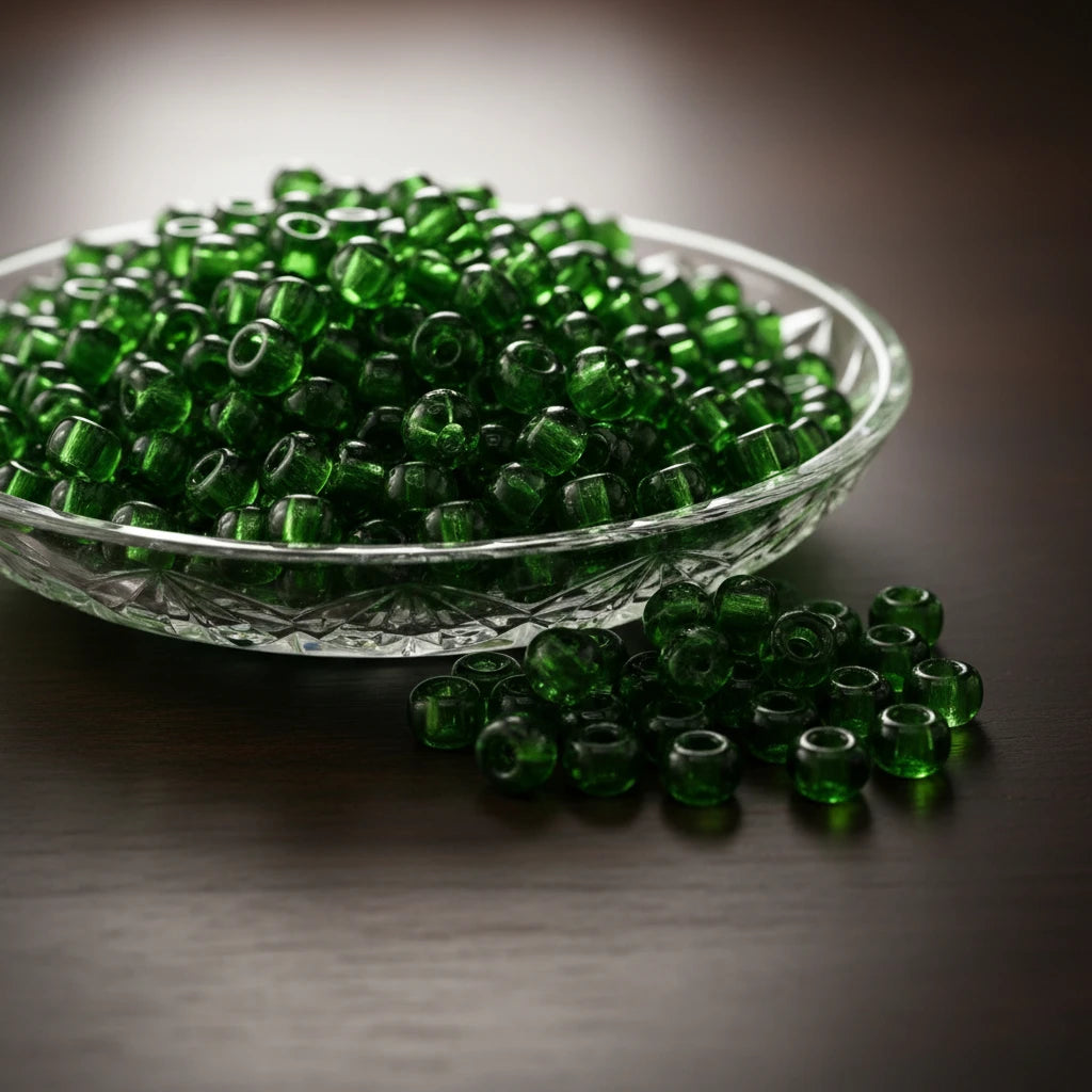 2/0 50120 Preciosa Czech Glass Mărgele Rocaille 6.1mm. Verde Transparent.