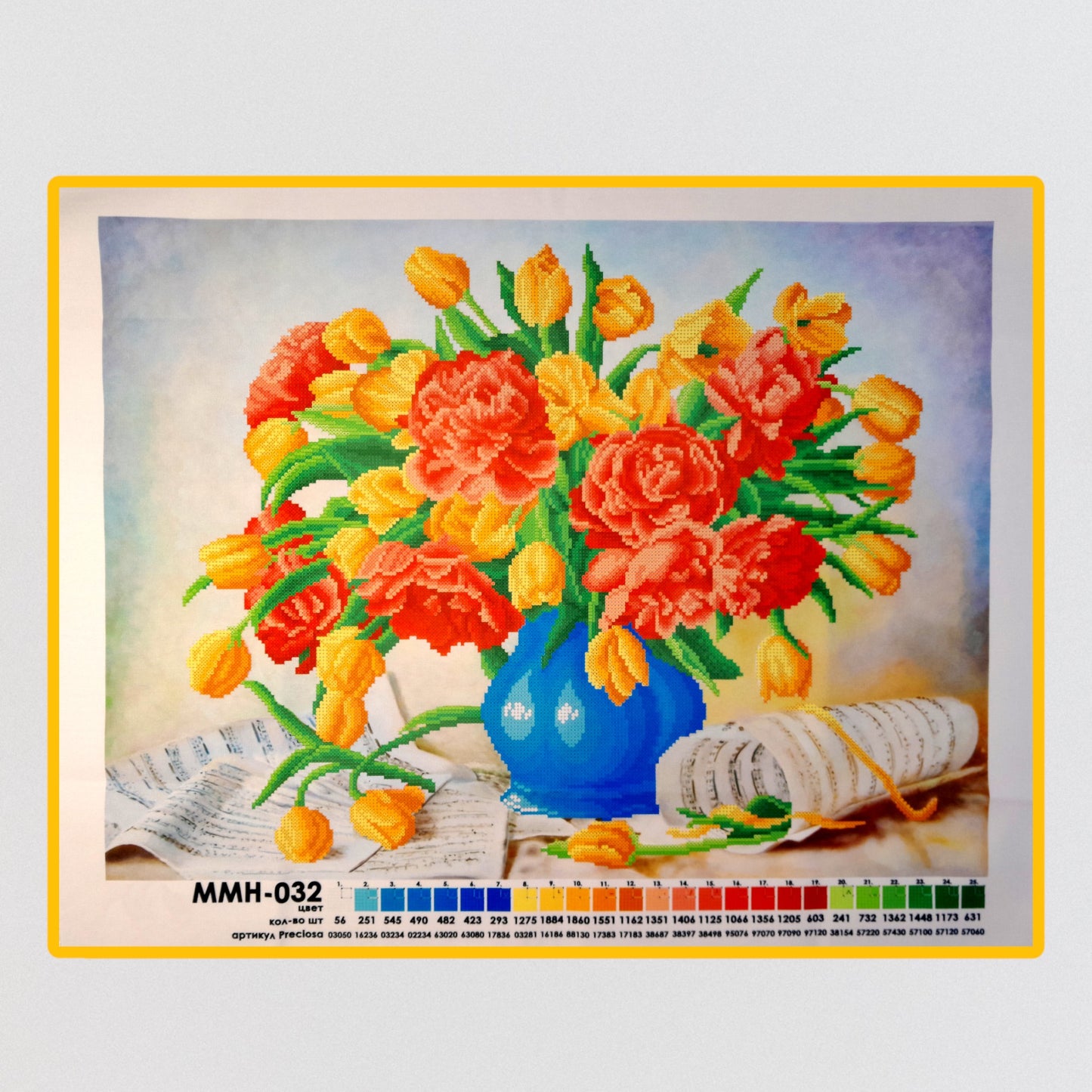 DIY Bead embroidery kit "Flowers''. Size: 21.7-16.1 in (55-41cm) - VadymShop