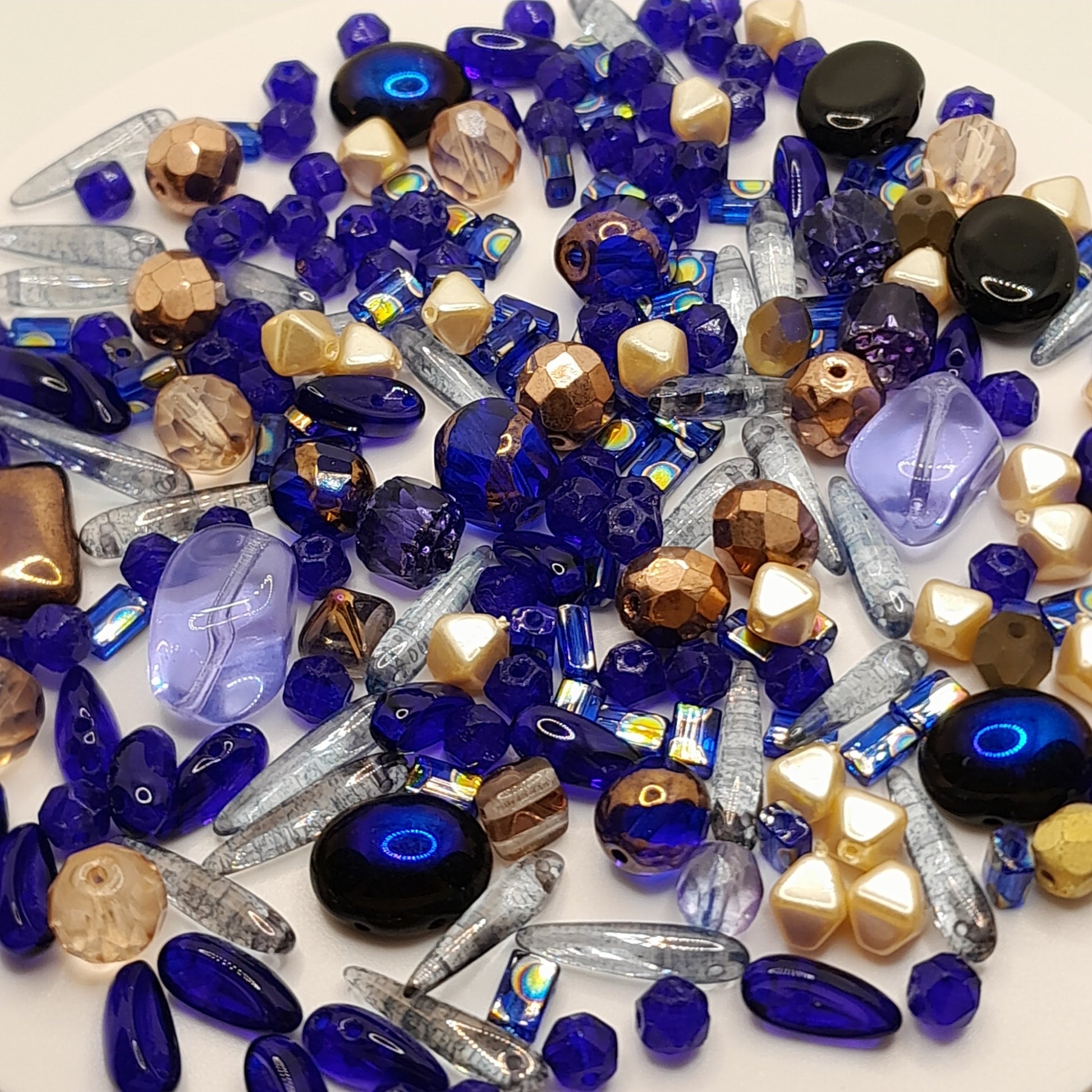 PRECIOSA czech beads "Blue Galaxy" for making bracelets, necklaces, earrings and other jewelry. - VadymShop