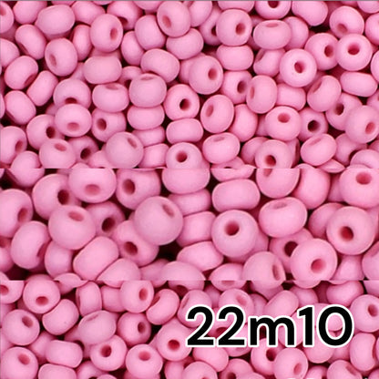 10/0 22m10 Preciosa Seed Beads Rocailles. Pink matte PermaLux.