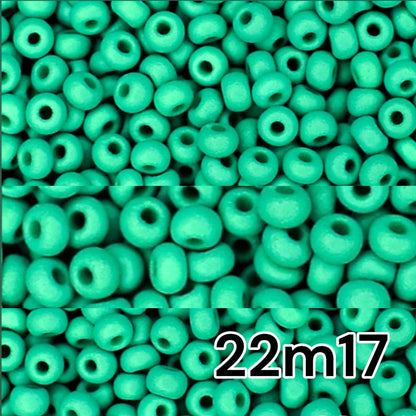 10/0 22m17 Preciosa Seed Beads Rocailles. Green matte PermaLux.