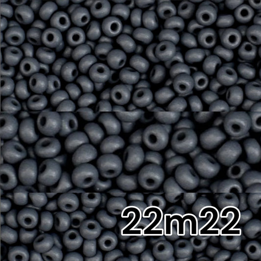 10/0 22m22 Preciosa Seed Beads Rocailles. Black matte PermaLux.