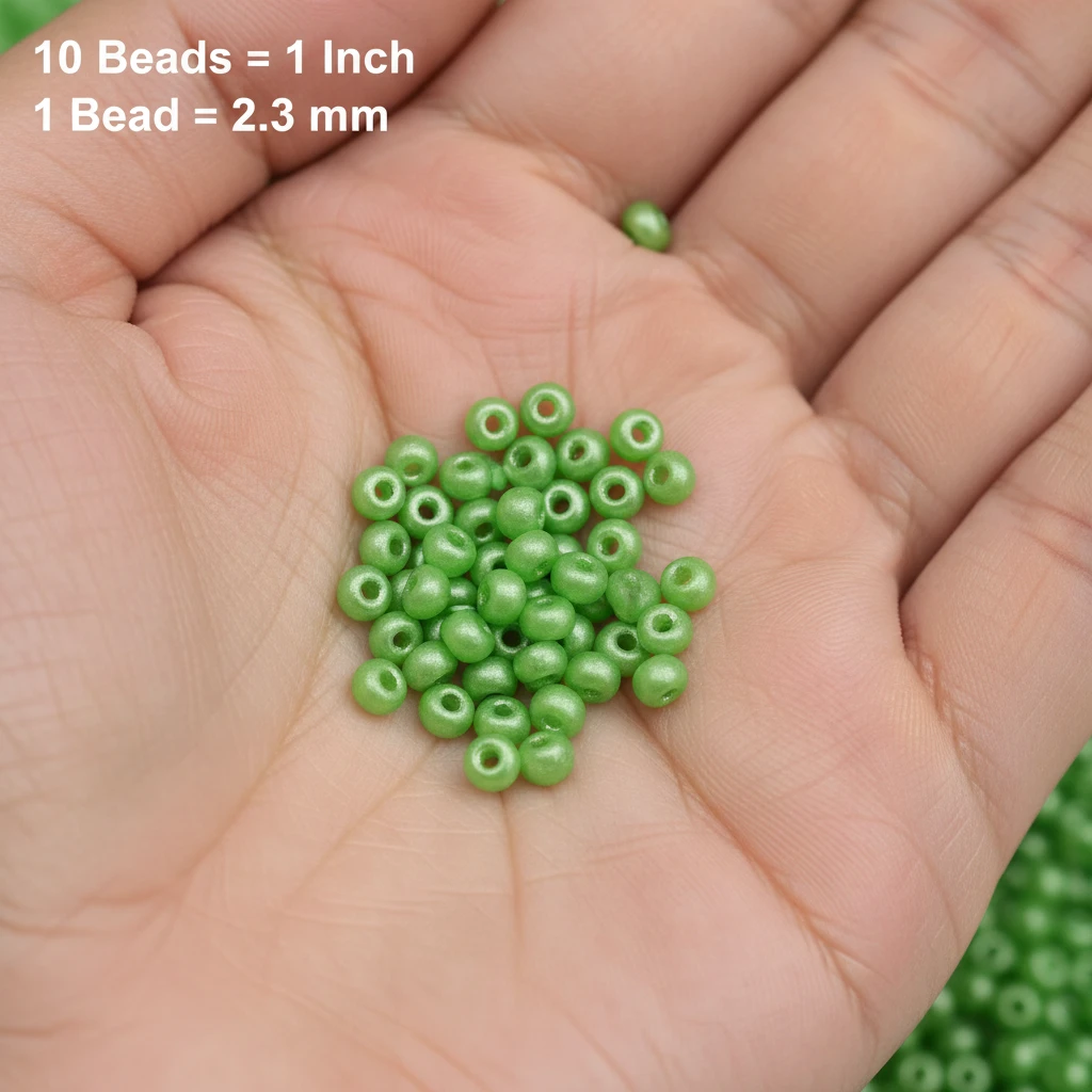 10/0 23530 Preciosa Perles de Rocaille en verre tchèque 2.3mm. Vert néon doux nacré – Blanc craie.