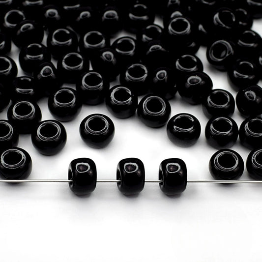 2/0 23980 Preciosa Seed Beads Black. Opaque natural. - VadymShop