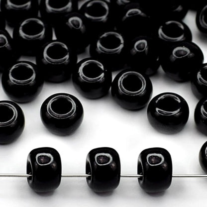2/0 23980 Preciosa Czech Glass Koraliki Rocailles 6.1mm. Czarny nieprzezroczysty naturalny.