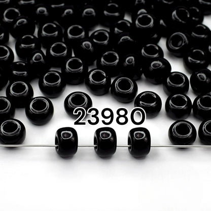 2/0 23980 Preciosa Czech Glass Koraliki Rocailles 6.1mm. Czarny nieprzezroczysty naturalny.