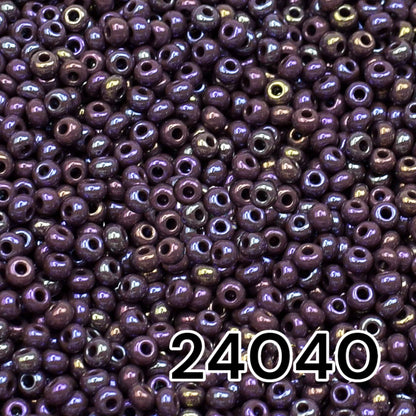 10/0 24040 Preciosa Seed Beads. Opaque rainbow purple.