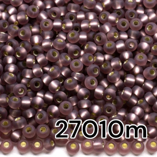 10/0 27010 matte Preciosa Rocailles-Perlen. Transparentes Lila mit silberner Einfassung.