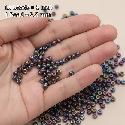 10/0 27089 Preciosa Чеський Скляний Бісер Рокайль 2.3mm. Темно-аметистовий Прозорий зі сріблястою оболонкою, райдужний.