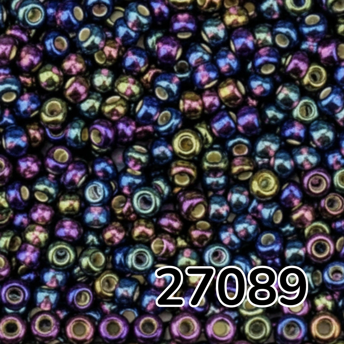 10/0 27089 Preciosa Чеський Скляний Бісер Рокайль 2.3mm. Темно-аметистовий Прозорий зі сріблястою оболонкою, райдужний.