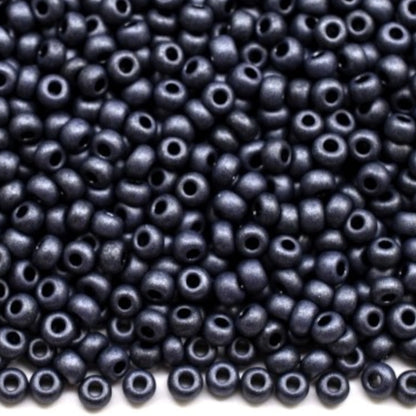 10/0 28928 matte Preciosa Czech Glass Seed Beads Rocailles 2.3mm. Violet Terra Pearl Dyed Black - Jet Matte.