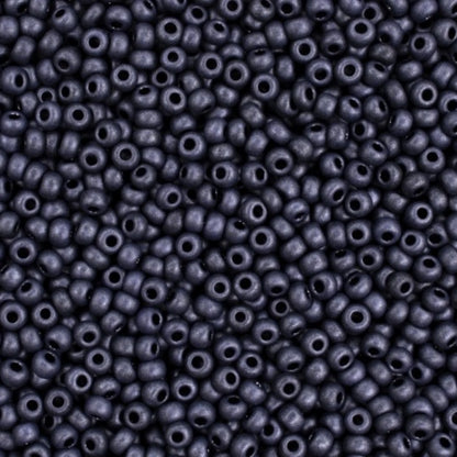 10/0 28928 matte Preciosa Czech Glass Seed Beads Rocailles 2.3mm. Violet Terra Pearl Dyed Black - Jet Matte.