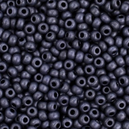 10/0 28928 matte Preciosa Czech Glass Seed Beads Rocailles 2.3mm. Violet Terra Pearl Dyed Black - Jet Matte.