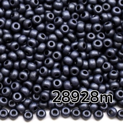10/0 28928 matte Preciosa Czech Glass Seed Beads Rocailles 2.3mm. Violet Terra Pearl Dyed Black - Jet Matte.