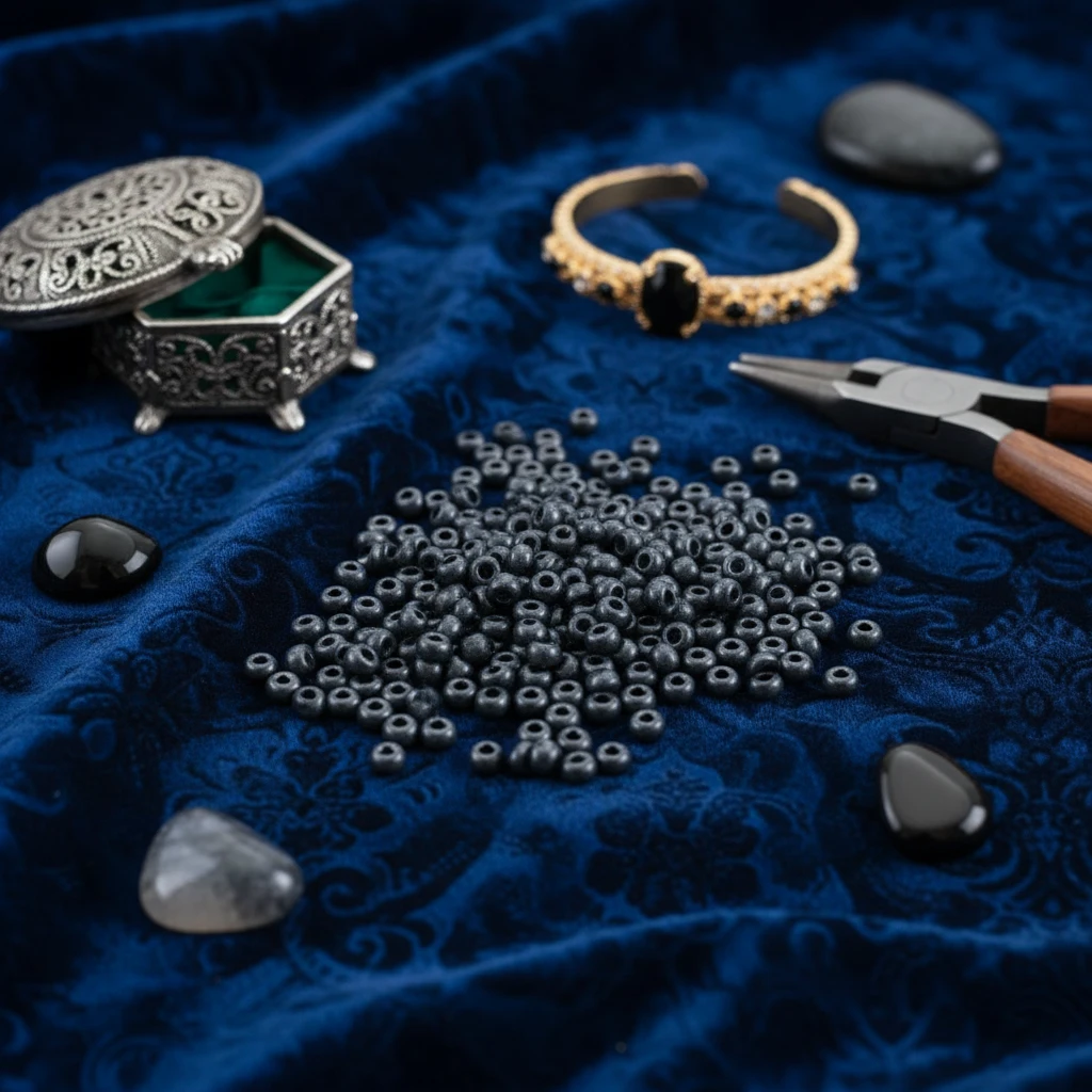 10/0 28936 Preciosa Tsjechische glazen Kralen Rocaillekralen 2.3mm. Blue Terra Pearl Dyed Black - Jet.