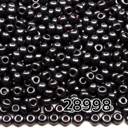 10/0 28998 Preciosa Чеський Скляний Бісер Рокайль 2.3mm. Червоний Terra Pearl Dyed Black - Jet.