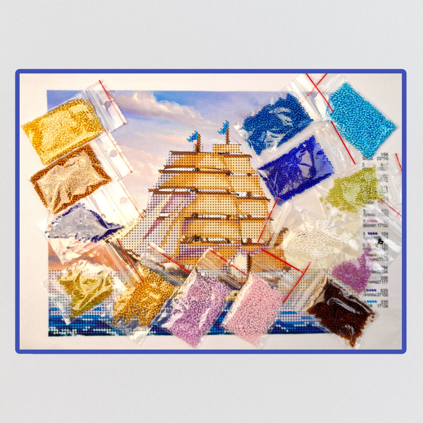 DIY Bead embroidery kit "Sailboat". size: 9.8 - 7.9in (25.9 - 20.3cm). - VadymShop