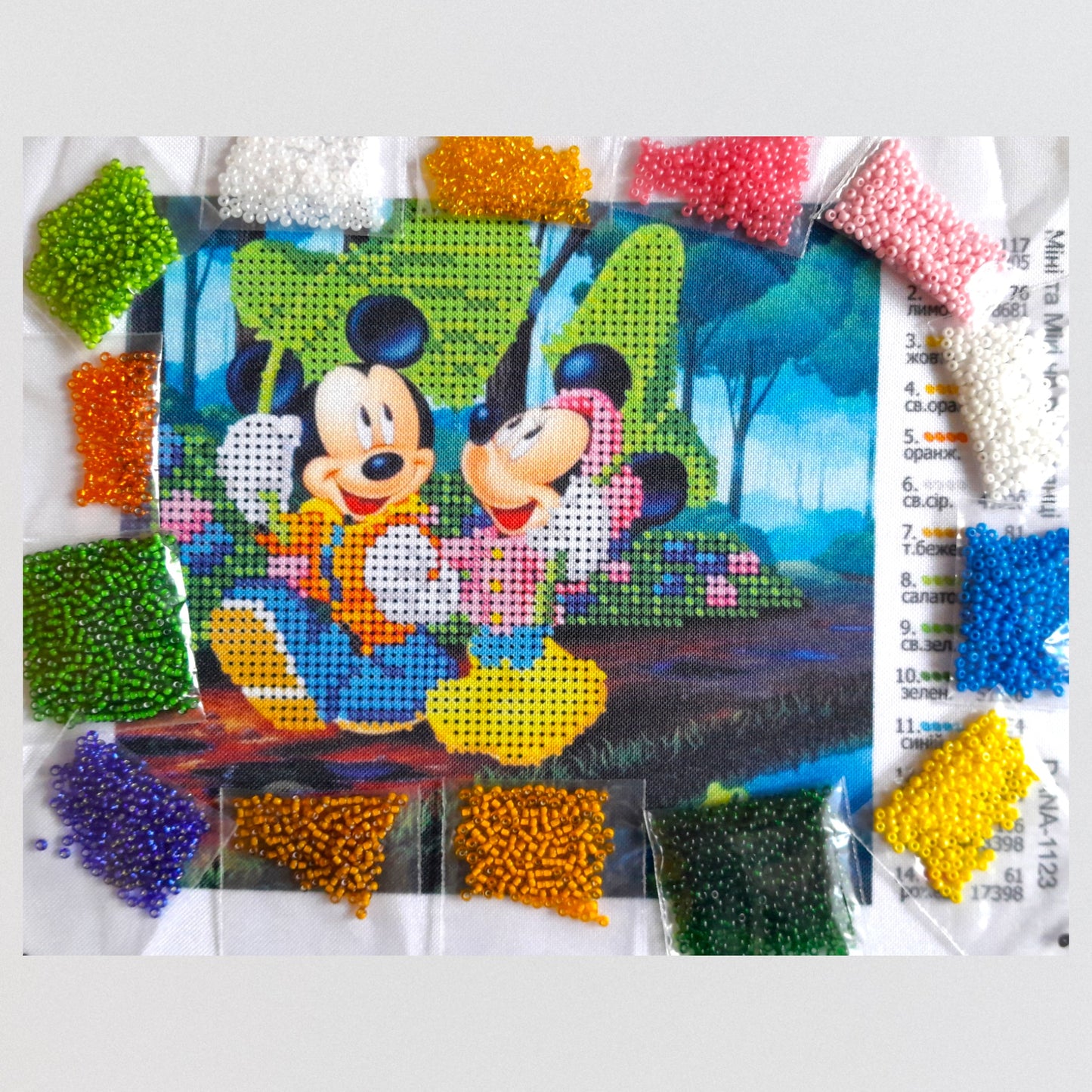 DIY Bead embroidery kit "Mini and Miki walk". Size: 5.9-5.1"(15.3-13.8cm) - VadymShop
