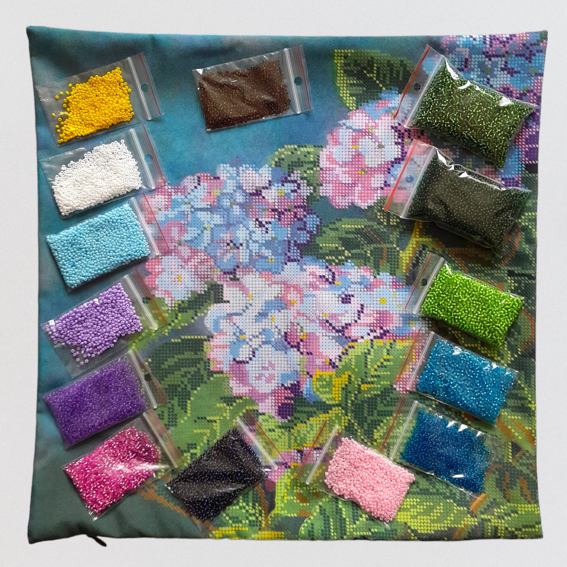 Pillow Bead embroidery Kit - DIY Bead Craft for a Charming Home Decor - VadymShop
