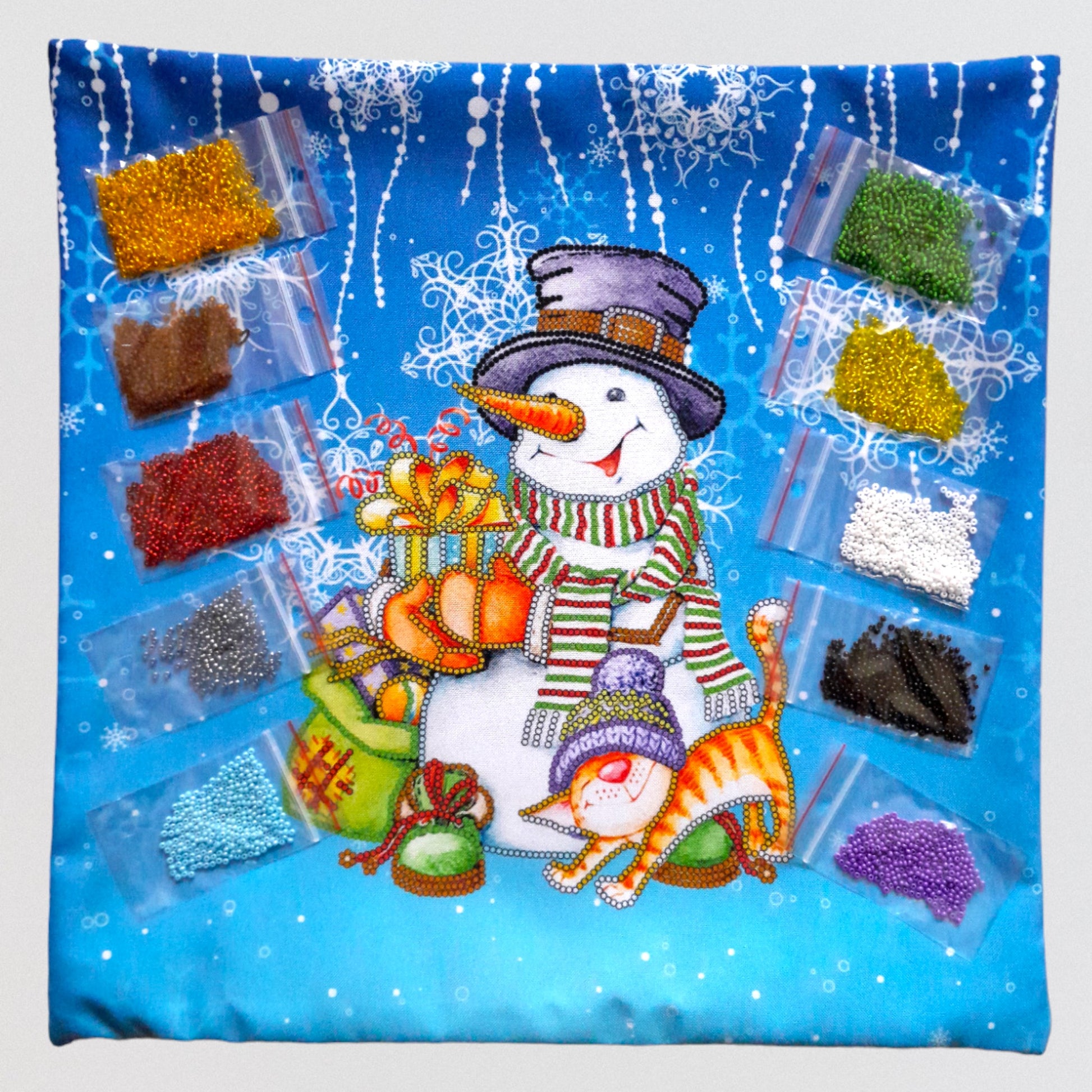 Pillow Bead embroidery Kit - DIY Bead Craft for a Charming Home Decor - VadymShop